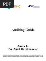 Auditing Guide: Annex 1 - Pre-Audit Questionnaire