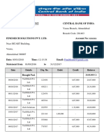 Statement of Account Central Bank of India: Vasna Branch, Ahmedabad Branch Code: 281463