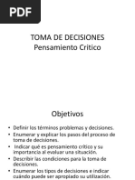 Pensamiento Critico Toma de Decisiones Solucion de Problemas