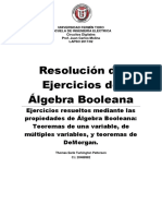 Resolución de Ejercicios Mediante El Algebra Booleana