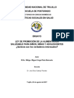 Análisis A La Ley de Promoción de La Alimentación Saludable - Perú