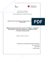 Migración Internacional de Retorno en Uruguay Magnitud, Selectividad y Reinserción Laboral en Tiempos de Crisis Económica Internacional