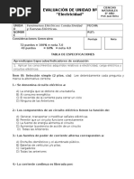 Prueba Electricidad - Octavo Básico