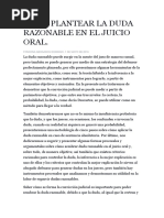 Como Plantear La Duda Razonable en El Juicio Oral