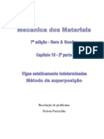 10.2 - Deflexão em Vigas Estaticamente Indeterminadas, Método Da Superposição, Mecânica Dos Materias, Gere, 7 Edição, Exercícios Resolvidos PDF