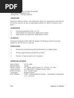 Resume For Training