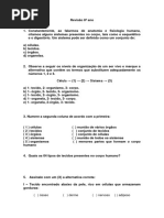 Revisão 8º Ano Tecidos e Celular - Recuperação