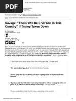 Savage - There Will Be Civil War in This Country - If Trump Taken Down