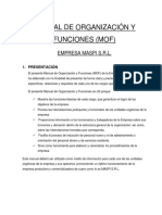 Manual de Organización Y Funciones (Mof) : Empresa Maspi S.R.L