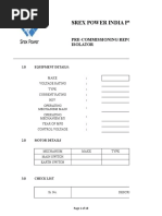 Srex Power India Pvt. LTD.: Pre-Commissioning Report of Isolator