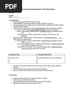 Guidelines For The Research Topic Proposals: CHOICE # - TOPIC: - A. Background