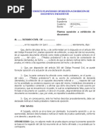 Modelo de Escrito Planteando Oposición A Exhibición de Documento Inexistente