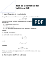 Preguntas de Test de Cinemática Del Movimiento Rectilíneo (GIE)