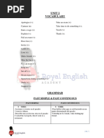 Unit 2 Vocabulary: Past Simple & Past Continuous