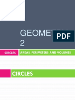 Geometry 2: Areas, Perimeters and Volumes Circles