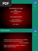 Introduction To Logic: Math 1 General Mathematics