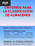 Clasificación de Almacenes 29 05 17