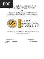 Report On Quality Management Practices and Tools Being Used by SME's in Industries in Punjab