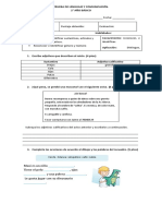 Prueba de Lenguaje y Comunicación Adjetivos