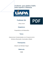 Operaciones Fundamentales en El Conjunto de Los Números Racionales, Irracionales y Reales