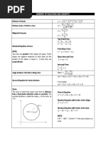 Summary of Equations and Concepts - Conic Sections