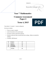 2015 Roseville Year 7 Mathematics Term 4 Paper 2