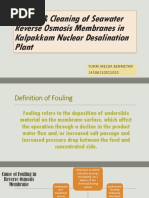 Fouling & Cleaning of Seawater Reverse Osmosis Membranes in Kalpakkam Nuclear Desalination Plant