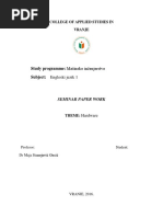 Study Programme: Mašinsko Inženjerstvo Subject: Engleski Jezik 1