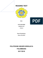 Reading Text: Politeknik Negeri Sriwijaya Palembang 2017/2018