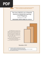 The Use of Moocs As A Potential Avenue To Modernize Learning in The Philippines