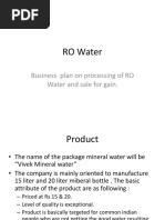 Water: Business Plan On Processing of RO Water and Sale For Gain