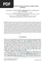 Impact of Climate Change On Indian Agriculture A R