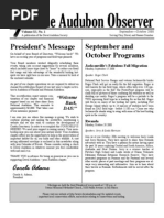 The Audubon Observer: President's Message September and October Programs