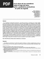 Efecto de La Altura de Los Comederos Sobre El Largo Del Tarso, Pigmentacion y Parametros Productivos en Pollo de Engorda