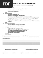 Criteria For Student Teaching: (Prepared By: Dr. Sarita S. Francisco - WMSU, Zdga. City)