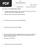 Kinematics Problems Worksheet