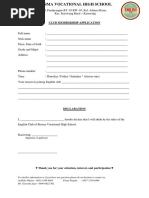 Club Membership Application: Signature of Applicant