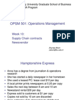 OPSM 501: Operations Management: Week 10: Supply Chain Contracts Newsvendor