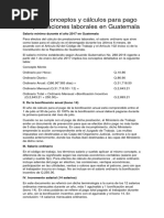 De Los Conceptos y Cálculos para Pago de Prestaciones Laborales en Guatemala