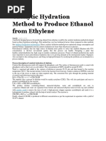 Catalytic Hydration Method To Produce Ethanol From Ethylene