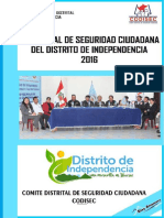 Plan - Codisec - 2016plan Local de Seguridad Ciudadana Distrito de Independencia PDF