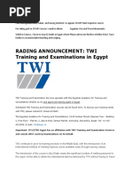 Rading Announcement: Twi Training and Examinations in Egypt: Info@egac - Co