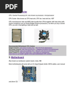 CPU and Cooler: Recommended Motherboard CPU Combos