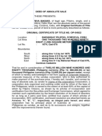 DEED of ABSOLUTE SALE of Registered Land in Favor of A Corporation