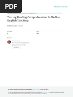 Testing Reading Comprehension in Medical English Teaching