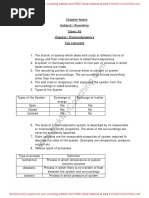 Chapter Notes Subject: Chemistry Class: XI Chapter: Thermodynamics Top Concepts