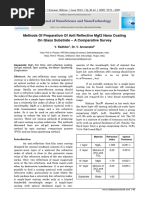 Methods of Preparation of Anti Reflective Mgf2 Nano Coating On Glass Substrate - A Comparative Survey