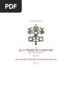 1570 - Pío V - Constitución Apostólica - Bula Papal Sobre El Uso A Perpetuidad de La Misa Tridentina QUO PRIMUM TEMPORE