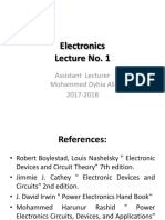 Electronics Lecture No. 1: Assistant Lecturer Mohammed Dyhia Ali 2017-2018