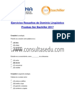 Ejercicios Resueltos de Dominio Lingüístico Ser Bachiller